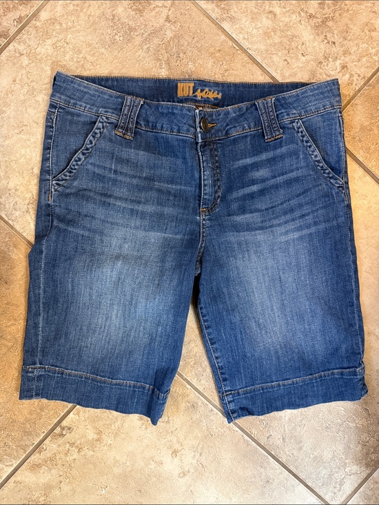 Kut from the Kloth Pants - Kut from the Kloth Dark Blue Cuffed Denim Bermuda Shorts